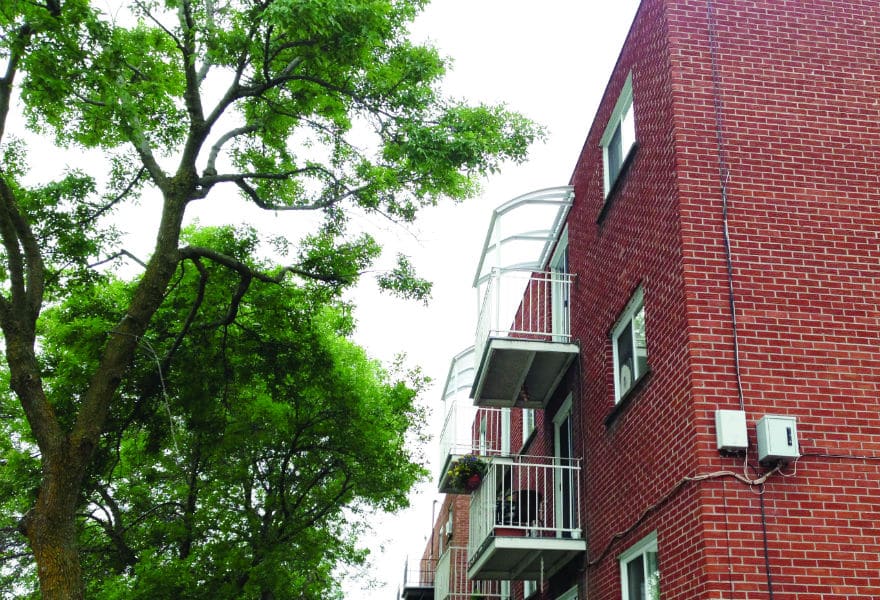 Condo shelter on gallery