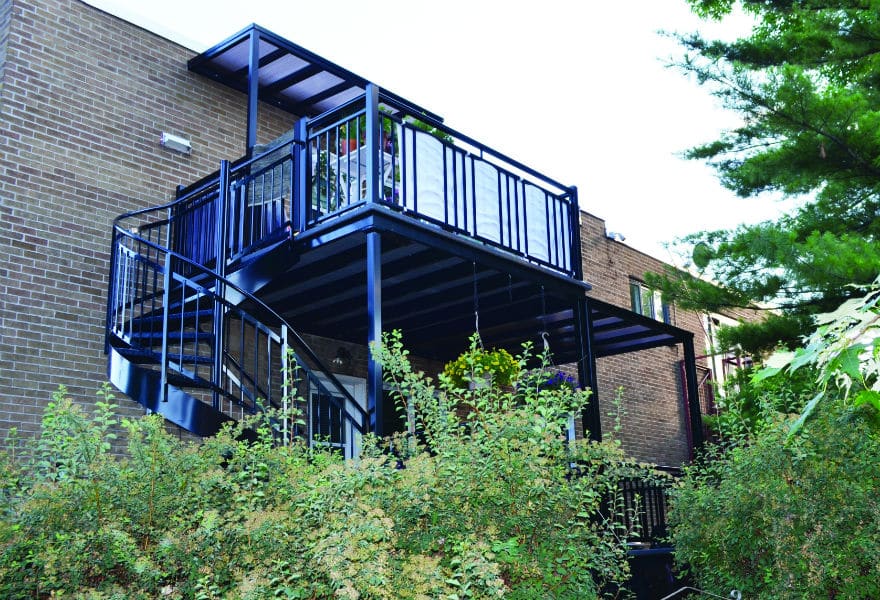 Condo shelter on gallery